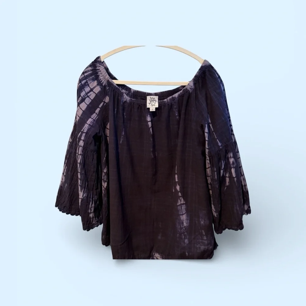 Ivy Jane Midnight Blue Tie-Dye Off-Shoulder Blouse Super cute Boho style - Picture 3 of 9